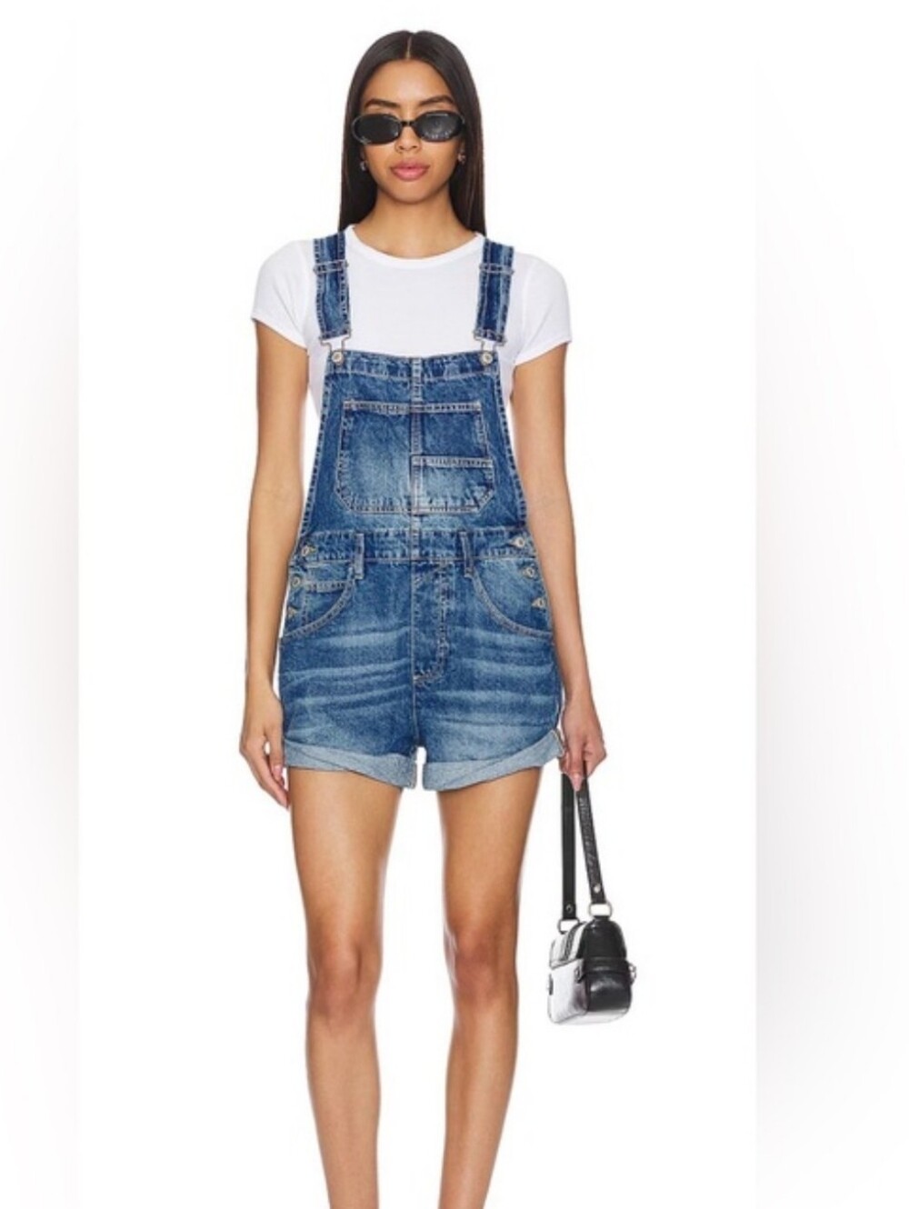 We The Free Medium Ziggy Blue Denim Short Overalls